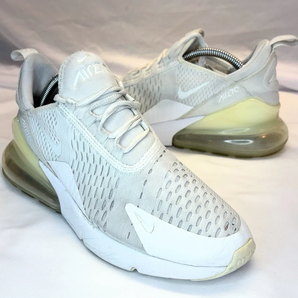 Nike Air Max 270 Triple White Kids 5.5Y Womens 7 Sneakers 943345-103